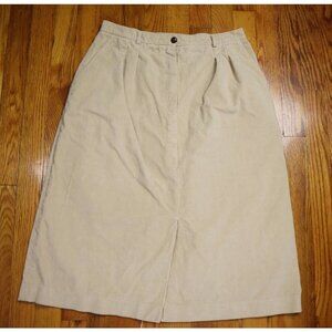 VINTAGE WOMEN'S BEIGE CORDUROY SKIRT - BUTTERFLY FOR PRESTIGE - SIZE 16